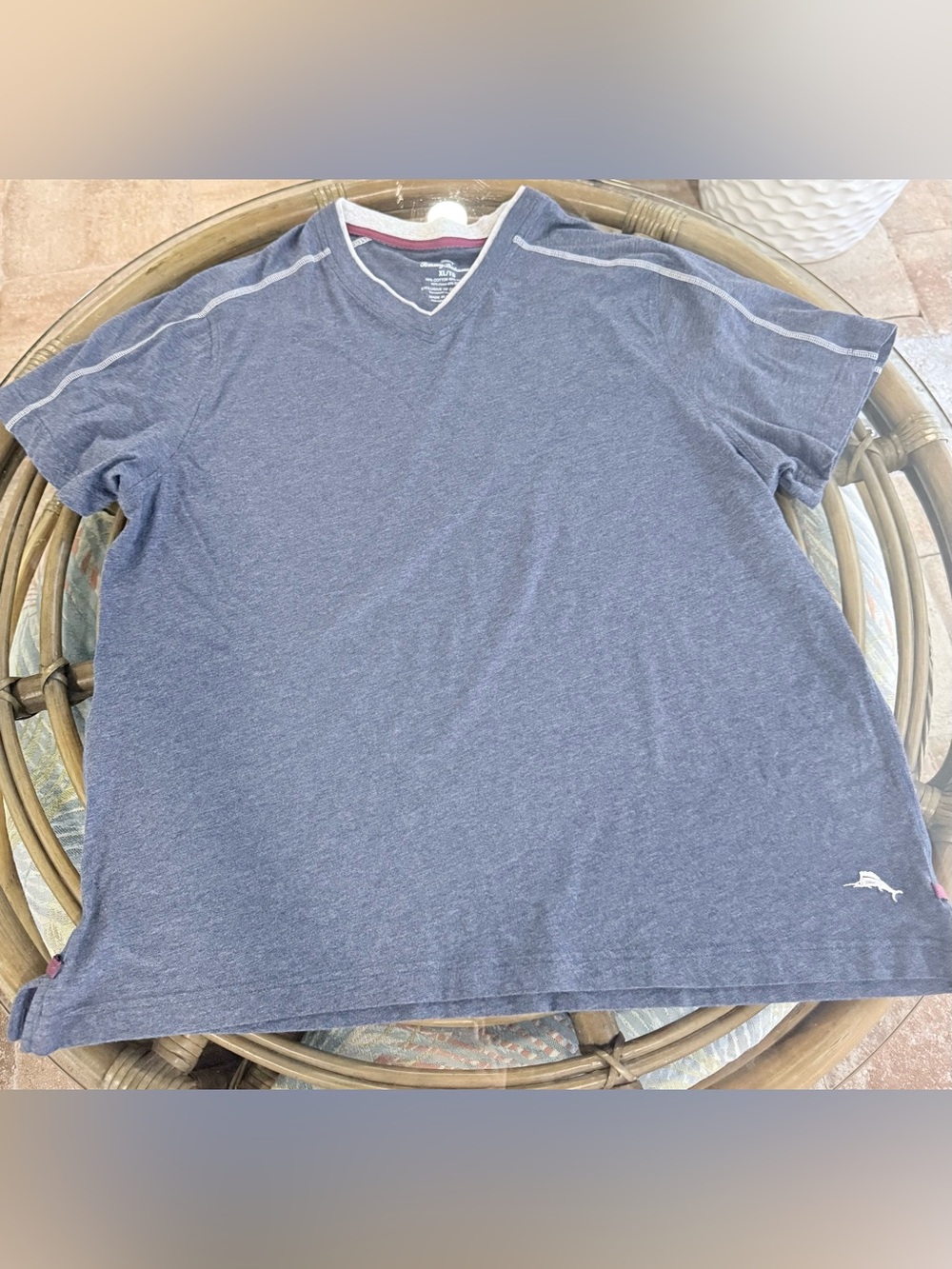 Tommy Bahama Heather Navy V-Neck Short Sleeve Lounge Tee